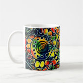 鮮明カラフルな円と楕円のオリジナル抽象芸術 コーヒーマグカップ (左)