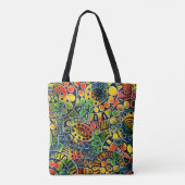 鮮明カラフルな円と楕円のオリジナル抽象芸術 トートバッグ (裏面)