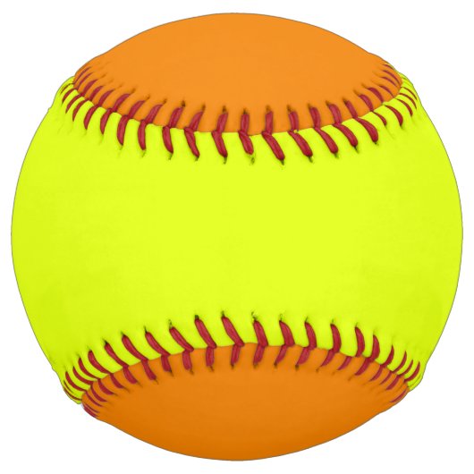 鮮無地のやかなオレンジ色とネオンイエロー色 ソフトボール (裏面)