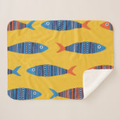 鮮魚の継ぎ目の無い模様。海辺で描いた手 シェルパブランケット (正面(横))