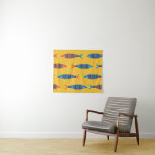鮮魚の継ぎ目の無い模様。海辺で描いた手 タペストリー (インサイチュ(横))