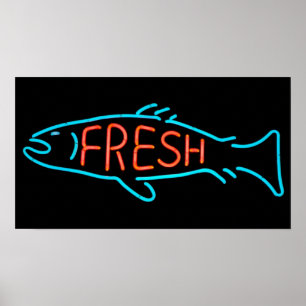 鮮魚ネオン ポスター