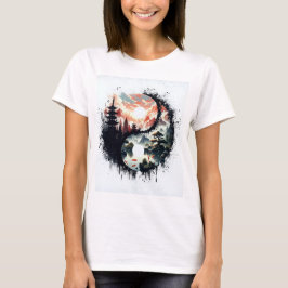 鯉と寺院の陰陽 Tシャツ