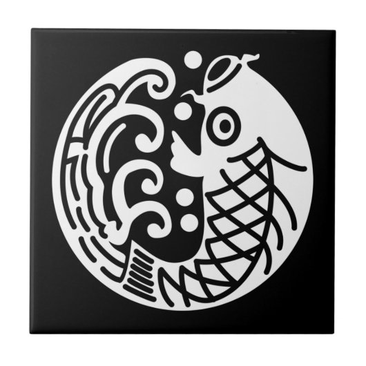 鯉と波陶瓦 タイル (正面)