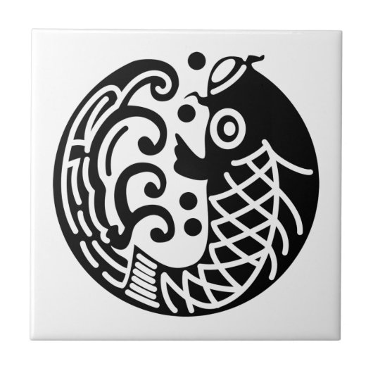 鯉と波 タイル (正面)