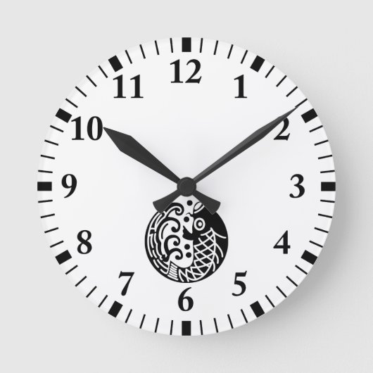 鯉と波 ラウンド壁時計 (正面)