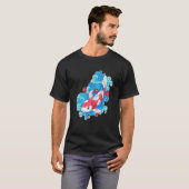 鯉と花の和風鯉柄 Tシャツ (正面フル)