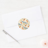 鯉と蓮のシームレスパターン ラウンドシール (封筒)