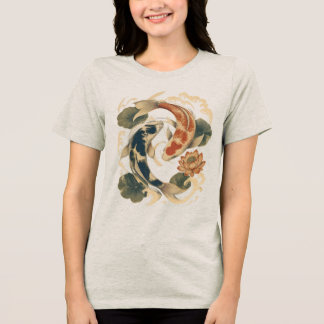 鯉と蓮の和風自然Tシャツ トライブレンドTシャツ