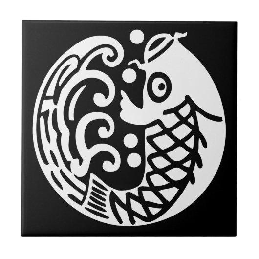 鯉に波 タイル (正面)