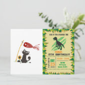 鯉のぼりの幸せな猫 - 背景色を選んで 招待状 (スタンド正面)