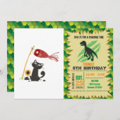 鯉のぼりの幸せな猫 - 背景色を選んで 招待状 (正面/裏面)