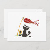 鯉のぼりハッピーキャット – 背景色を選択 ポストカード (正面/裏面)