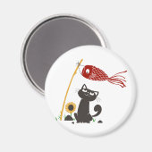 鯉のぼりハッピーキャット – 背景色を選択 マグネット (正面/裏面)