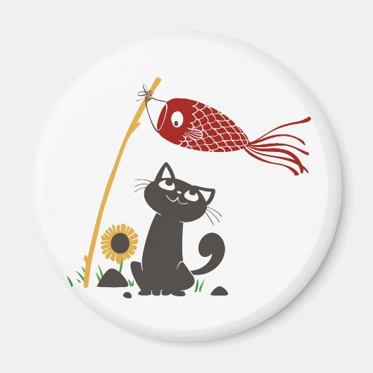 鯉のぼりハッピーキャット – 背景色を選択 マグネット (正面)