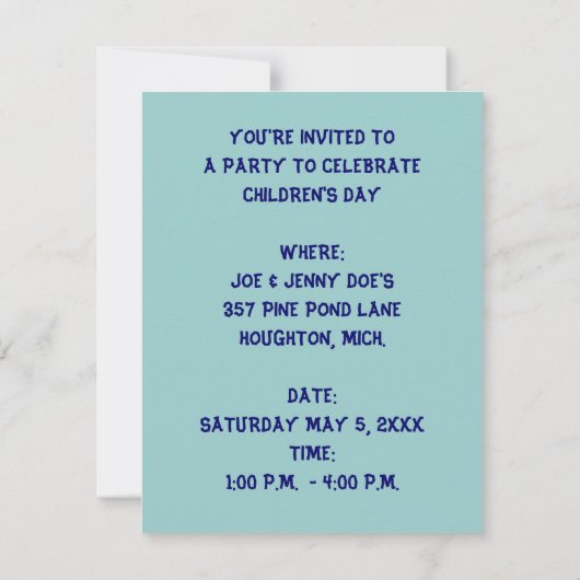 鯉のぼり子どもの日の招待状 招待状 (裏面)