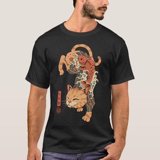 鯉の入れ墨の猫 Tシャツ (正面)