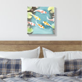 鯉の池の水彩画 | 美しい魚の絵 キャンバスプリント (インサイチュ (寝室))