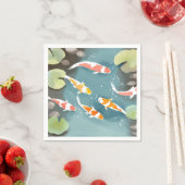 鯉の池の水彩画 | 美しい魚の絵 スタンダードカクテルナプキン (インサイチュ)