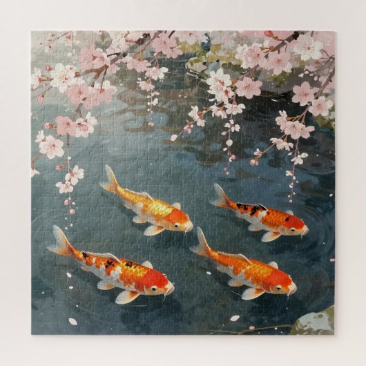 鯉の池 桜の静寂 ジグソーパズル (縦)