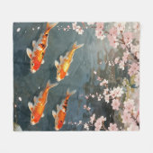鯉の池 桜の静寂 フリースブランケット (正面(横))