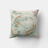 鯉の蓮の墨絵アート クッション (裏面)