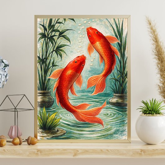 鯉の魚のアート | 鯉のイラスト | 日本 ポスター