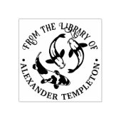 鯉の魚のライブラリの本の名前 ラバースタンプ (インプリント)