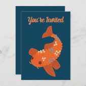鯉の魚の飾り池パーティー 招待状 (正面/裏面)