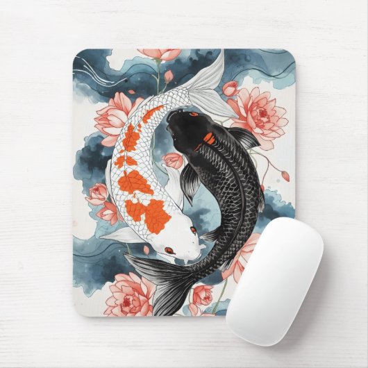 鯉の魚陰陽蓮の芸術 マウスパッド (マウス)