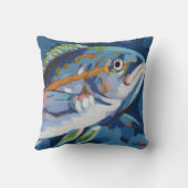 鯉の魚/縞模様の魚の絵 - 海の生き物のインテリア クッション (裏面)