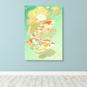 鯉コイフィッシュウォーターリリヨンキャンバス キャンバスプリント (インサイチュ (ウッドフロア))