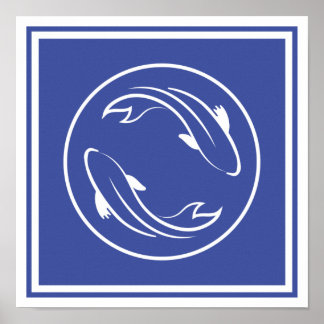 鯉コイ陰陽禅霊性中国の魚 ポスター