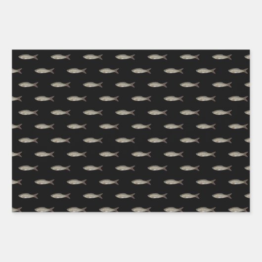 鯉モダン魚釣りスポーティ模様の包み紙 ラッピングペーパーシート (正面2)