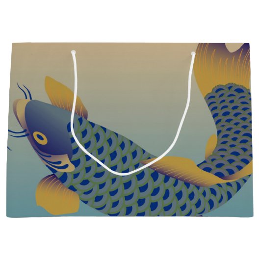 鯉日本の模様 ラージペーパーバッグ (正面)