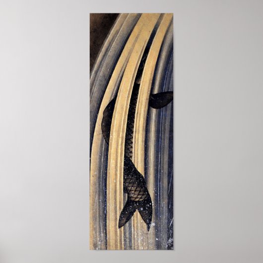 鯉跳上げ滝北斎ファインアート ポスター (正面)