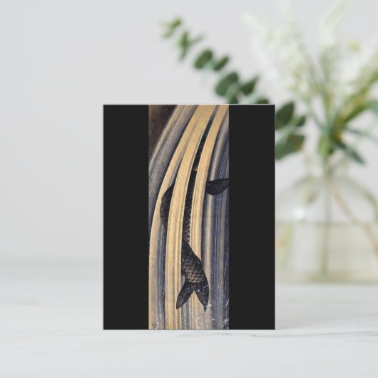 鯉跳上げ滝北斎ファインアート ポストカード (スタンド正面)