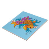 鯉魚の蓮の花 タイル (側面)