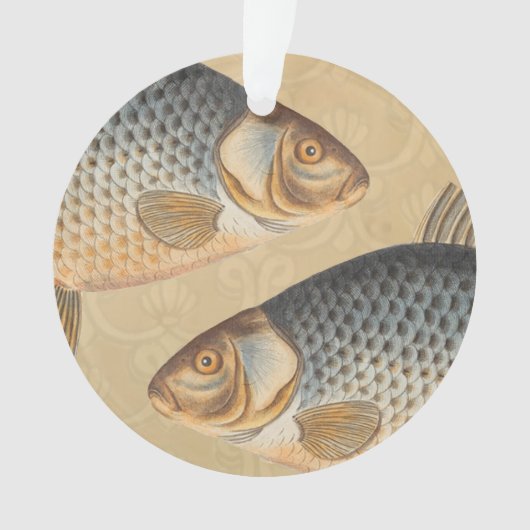 鯉魚魚釣り絵画の淡水 オーナメント (正面)