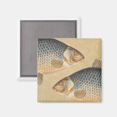 鯉魚魚釣り絵画の淡水 マグネット (正面/裏面)