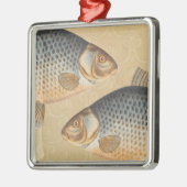 鯉魚魚釣り絵画の淡水 メタルオーナメント (左)