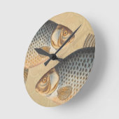 鯉魚魚釣り絵画の淡水 ラウンド壁時計 (傾斜)