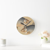 鯉魚魚釣り絵画の淡水 ラウンド壁時計 (ホーム)