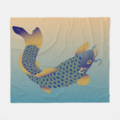 鯉、日本のデザイン フリースブランケット (正面(横))