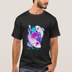 鯉 陰陽 錦鯉 和柄 日本の魚 蓮 Tシャツ