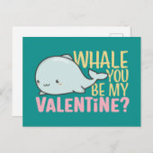 鯨あなたは私のバレンタインデーかわいい子供のバレンタインデー ポストカード (正面/裏面)