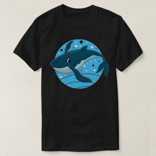 鯨かわいいクジラかわいい青いジンベエザメ Tシャツ (デザイン正面)