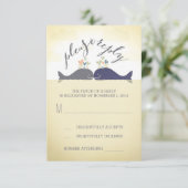 鯨かわいいビーチ結婚式RSVPカード 出欠カード (スタンド正面)
