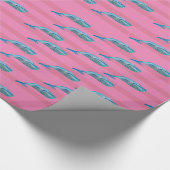 鯨かわいいピンク青の模様のラッピング紙 ラッピングペーパー (角)