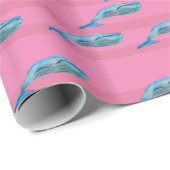 鯨かわいいピンク青の模様のラッピング紙 ラッピングペーパー (ロールコーナー)